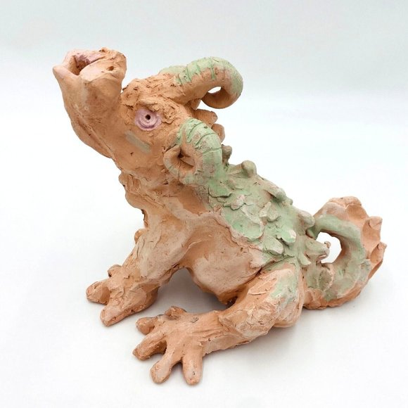 Unique One of A Kind Ceramic Pig Dragon Creature Figure Unsigned Brutalist Piece